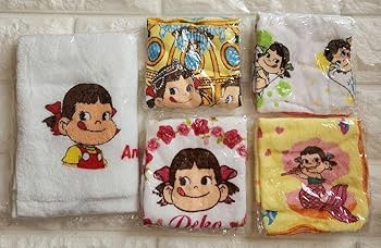 Amazon.co.jp: 不二家 ペコちゃん タオルハンカチ4枚タオル ポコ